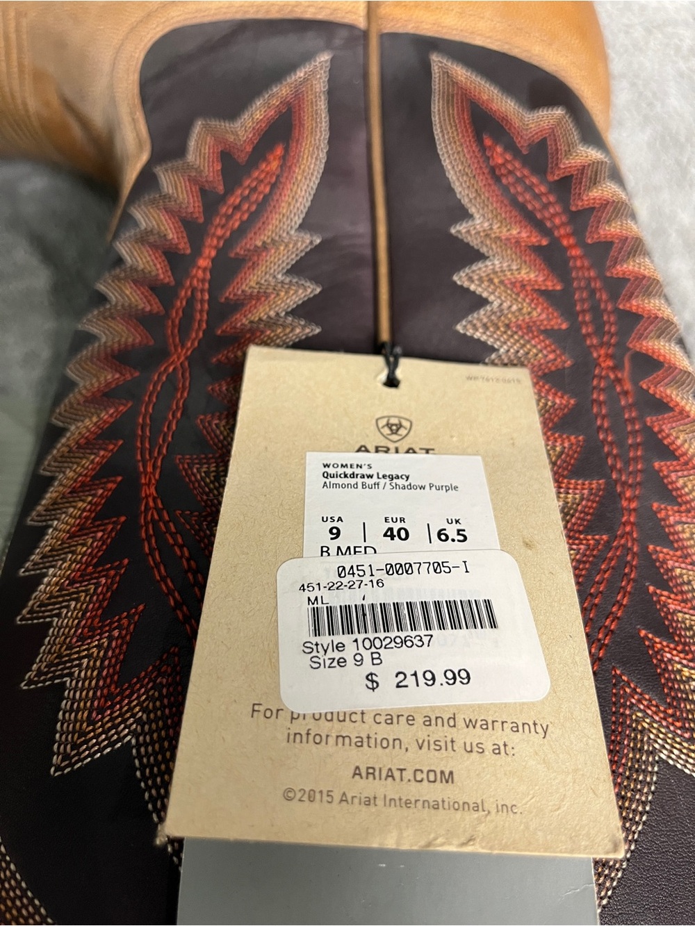NEW Ariat QuickDraw tan and shadow purple cowboy boots women’s 9 - Picture 7 of 8